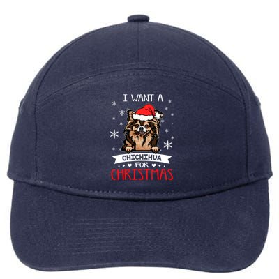 All I Want For Christmas Is A Chihuahua Santa Reindeer Cool Gift 7-Panel Snapback Hat