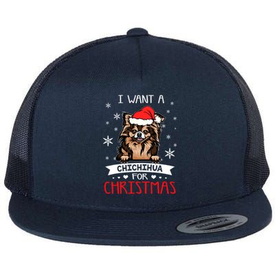 All I Want For Christmas Is A Chihuahua Santa Reindeer Cool Gift Flat Bill Trucker Hat