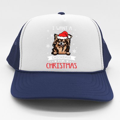 All I Want For Christmas Is A Chihuahua Santa Reindeer Cool Gift Trucker Hat