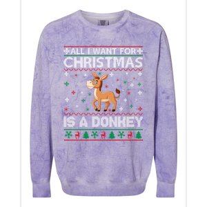 All I Want For Christmas Is A Donkey Ugly Xmas Cool Gift Colorblast Crewneck Sweatshirt