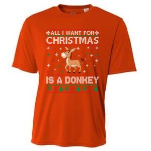 All I Want For Christmas Is A Donkey Ugly Xmas Cool Gift Cooling Performance Crew T-Shirt