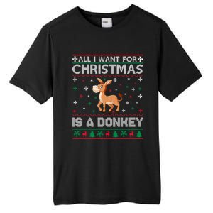 All I Want For Christmas Is A Donkey Ugly Xmas Cool Gift Tall Fusion ChromaSoft Performance T-Shirt