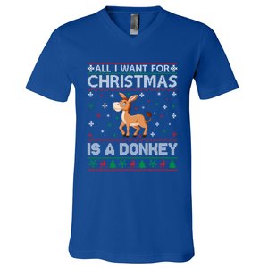 All I Want For Christmas Is A Donkey Ugly Xmas Cool Gift V-Neck T-Shirt