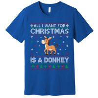 All I Want For Christmas Is A Donkey Ugly Xmas Cool Gift Premium T-Shirt