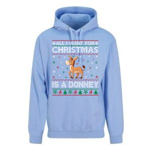 All I Want For Christmas Is A Donkey Ugly Xmas Cool Gift Unisex Surf Hoodie