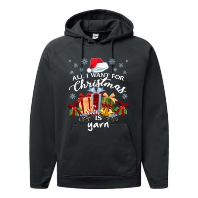 All I Want For Christmas Is Yarn Knitters Performance Fleece Hoodie