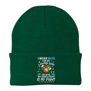 april I Wear Blue For My Son Puzzle Pieces autism Knit Cap Winter Beanie