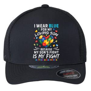 april I Wear Blue For My Son Puzzle Pieces autism Flexfit Unipanel Trucker Cap