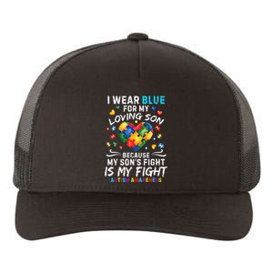 april I Wear Blue For My Son Puzzle Pieces autism Yupoong Adult 5-Panel Trucker Hat