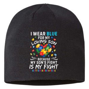 april I Wear Blue For My Son Puzzle Pieces autism Sustainable Beanie