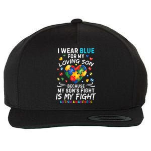 april I Wear Blue For My Son Puzzle Pieces autism Wool Snapback Cap