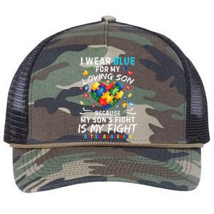 april I Wear Blue For My Son Puzzle Pieces autism Retro Rope Trucker Hat Cap