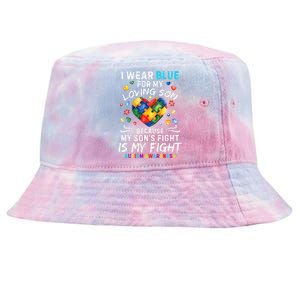 april I Wear Blue For My Son Puzzle Pieces autism Tie-Dyed Bucket Hat