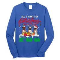 All I Want For Xmas Is A Pug Three Santa Reindeer Elf Dogs Gift Long Sleeve Shirt