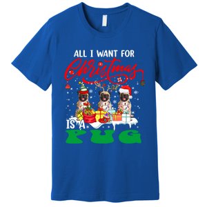 All I Want For Xmas Is A Pug Three Santa Reindeer Elf Dogs Gift Premium T-Shirt