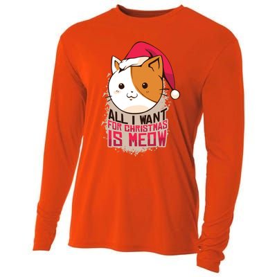 All I Want For Christmas Is Meow Funny Cat Gift Cooling Performance Long Sleeve Crew