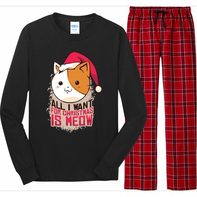 All I Want For Christmas Is Meow Funny Cat Gift Long Sleeve Pajama Set