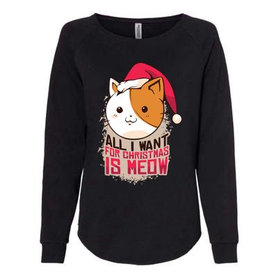 All I Want For Christmas Is Meow Funny Cat Gift Womens California Wash Sweatshirt