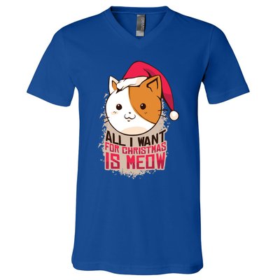 All I Want For Christmas Is Meow Funny Cat Gift V-Neck T-Shirt