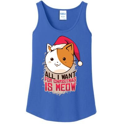 All I Want For Christmas Is Meow Funny Cat Gift Ladies Essential Tank