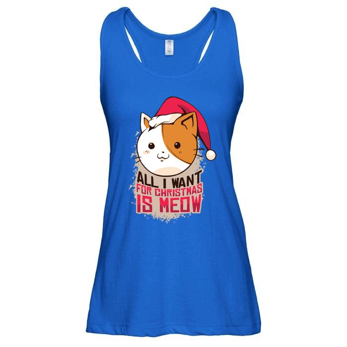 All I Want For Christmas Is Meow Funny Cat Gift Ladies Essential Flowy Tank