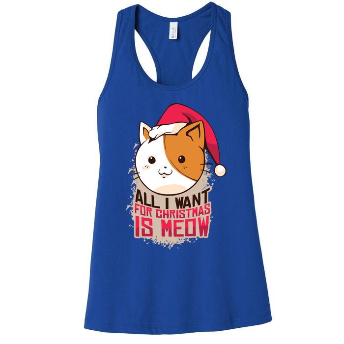 All I Want For Christmas Is Meow Funny Cat Gift Women's Racerback Tank