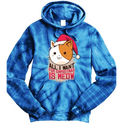 All I Want For Christmas Is Meow Funny Cat Gift Tie Dye Hoodie