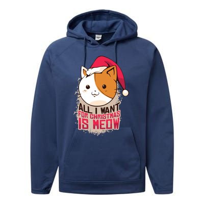 All I Want For Christmas Is Meow Funny Cat Gift Performance Fleece Hoodie