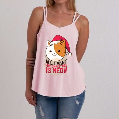 All I Want For Christmas Is Meow Funny Cat Gift Women's Strappy Tank