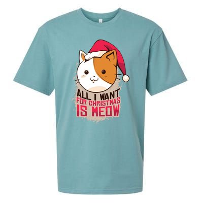 All I Want For Christmas Is Meow Funny Cat Gift Sueded Cloud Jersey T-Shirt