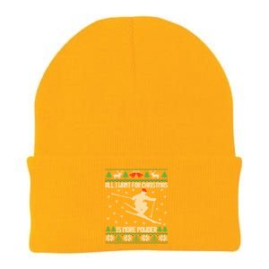 All I Want Is More Powder Ski Lover Skiing Ugly Christmas Gift Knit Cap Winter Beanie