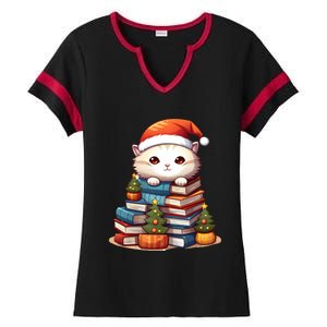 All I Want For Xmas Is Books And Cats Xmas Tree Pajama Holiday Cool Gift Ladies Halftime Notch Neck Tee