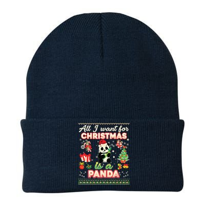 All I Want For Christmas Is A Panda Ugly Sweater Farmer Xmas Knit Cap Winter Beanie