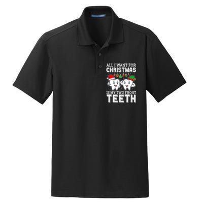 All I Want For Christmas Is My Two Front Teeth Funny Dentist Dry Zone Grid Polo