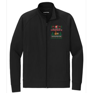 All I Want For Christmas Is Bourbon Funny Ugly Sweater Gift Great Gift Stretch Full-Zip Cadet Jacket