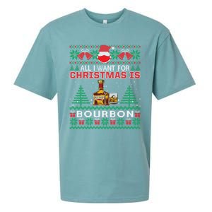 All I Want For Christmas Is Bourbon Funny Ugly Sweater Gift Great Gift Sueded Cloud Jersey T-Shirt