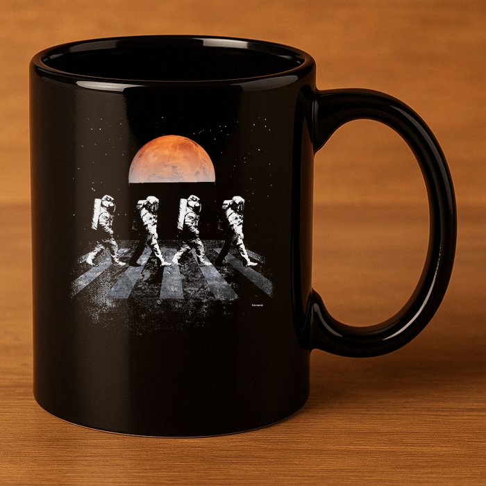 Astronauts In Walking In Space Occupy Mars 11oz C Handle Ceramic Mug