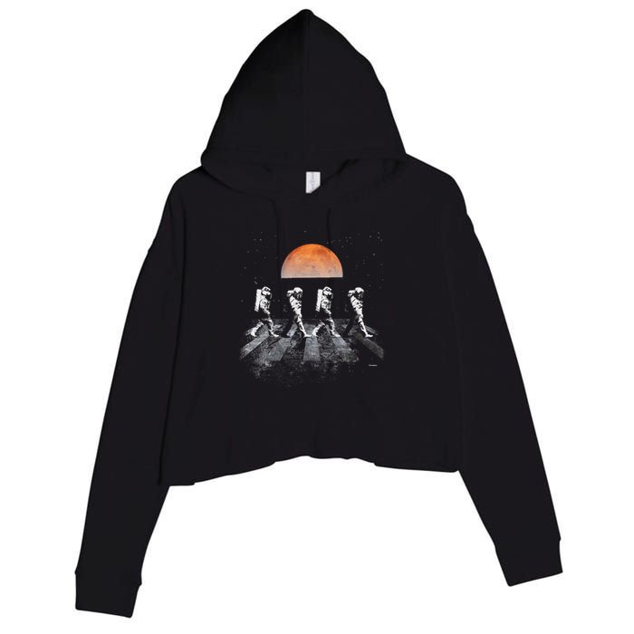 Astronauts In Walking In Space Occupy Mars Crop Fleece Hoodie