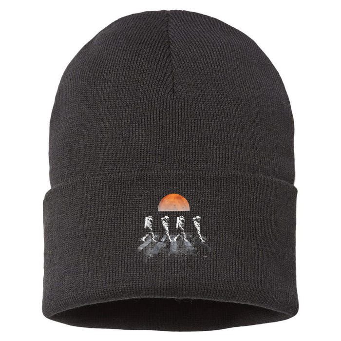 Astronauts In Walking In Space Occupy Mars Sustainable Knit Beanie