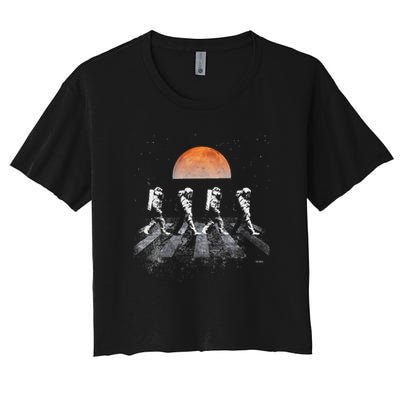Astronauts In Walking In Space Occupy Mars Crop Top