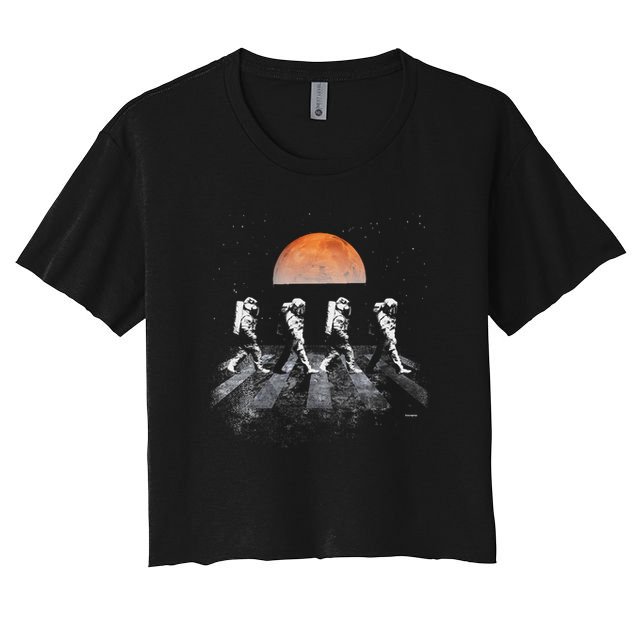 Astronauts In Walking In Space Occupy Mars Crop Top