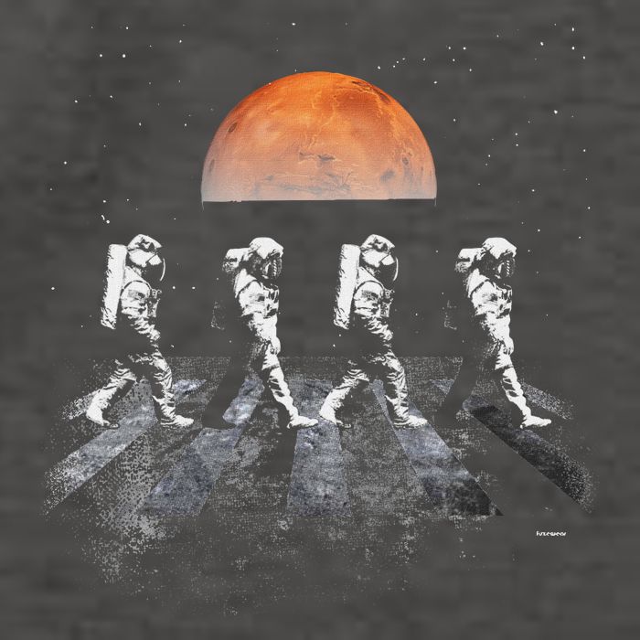Astronauts In Walking In Space Occupy Mars Vector Backpack