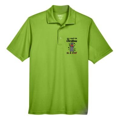 All I Want For Christmas Is Cat Xmas Meaningful Gift Men's Origin Performance Pique Polo