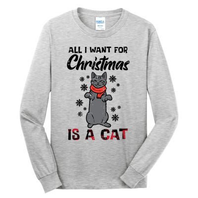 All I Want For Christmas Is Cat Xmas Meaningful Gift Tall Long Sleeve T-Shirt