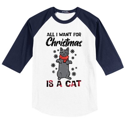 All I Want For Christmas Is Cat Xmas Meaningful Gift Baseball Sleeve Shirt