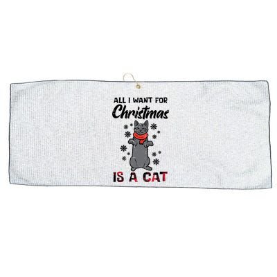 All I Want For Christmas Is Cat Xmas Meaningful Gift Large Microfiber Waffle Golf Towel