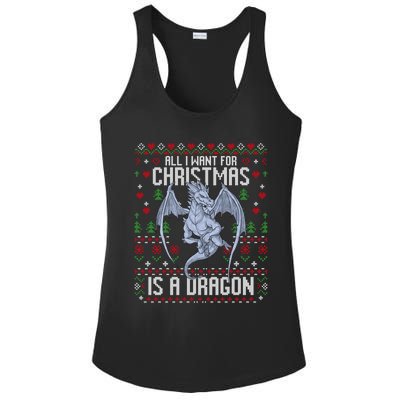 All I Want For Christmas Is A Dragon Ugly Xmas Sweater Ladies PosiCharge Competitor Racerback Tank