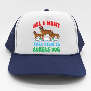 All I Want This Year Is Boxer Dog Wearing Christmas Hat Great Gift Trucker Hat