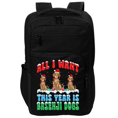 All I Want This Year Is Basenji Dog Wearing Christmas Hat Gift Impact Tech Backpack