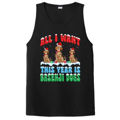 All I Want This Year Is Basenji Dog Wearing Christmas Hat Gift PosiCharge Competitor Tank